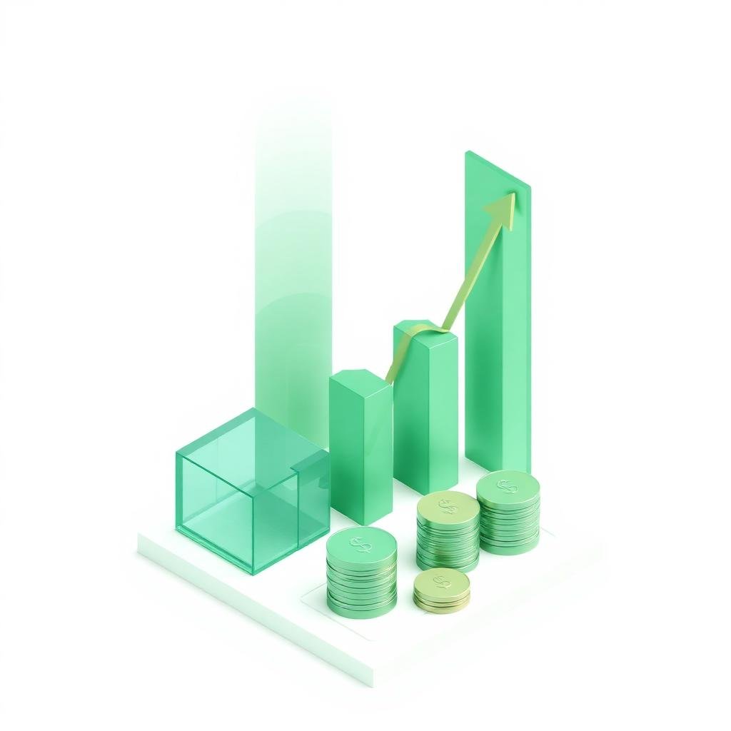 Illustration of rising unlisted share valuations and coin stacks